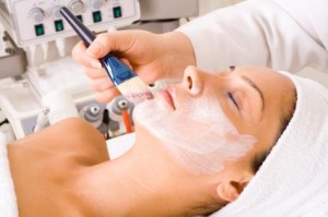 woman at salon getting a chemical peel