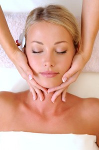 Woman receiving a facial at a medical spa